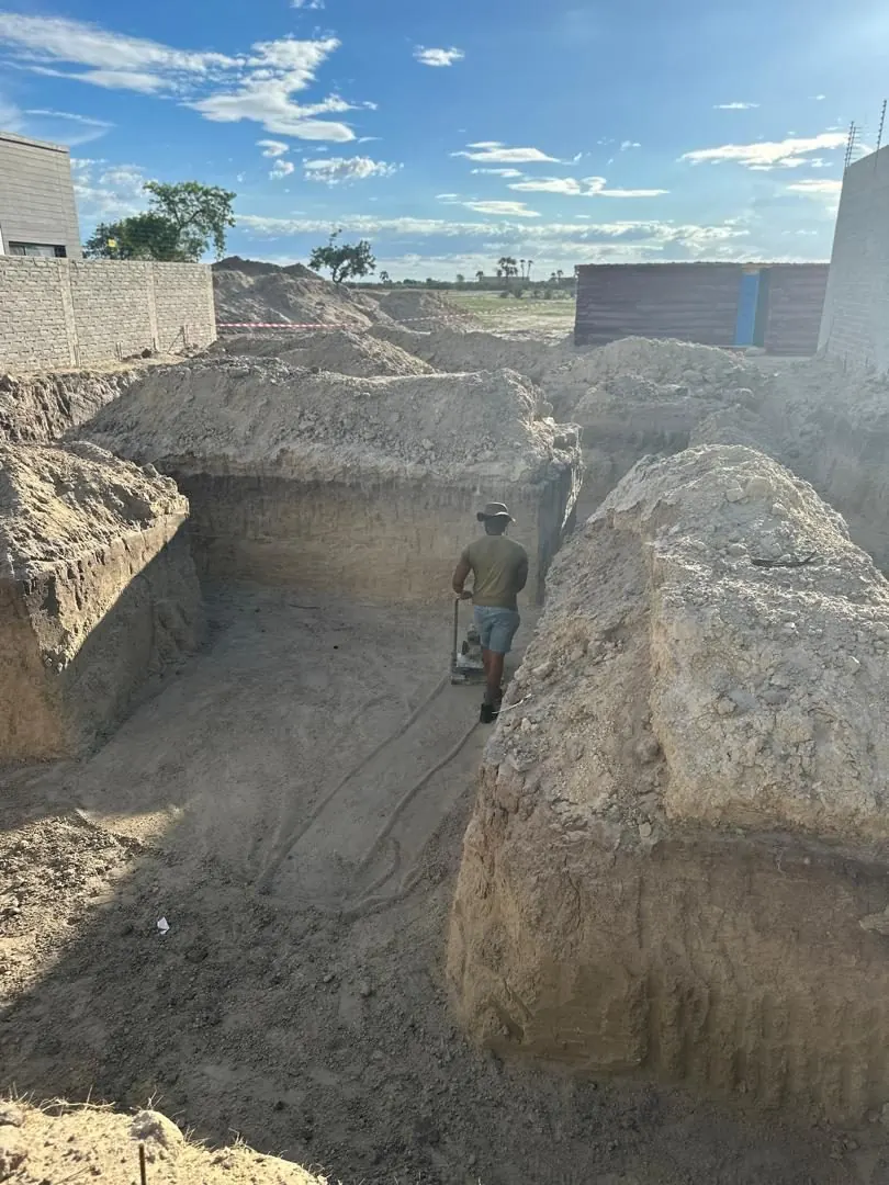 Foundation trenches being excavated